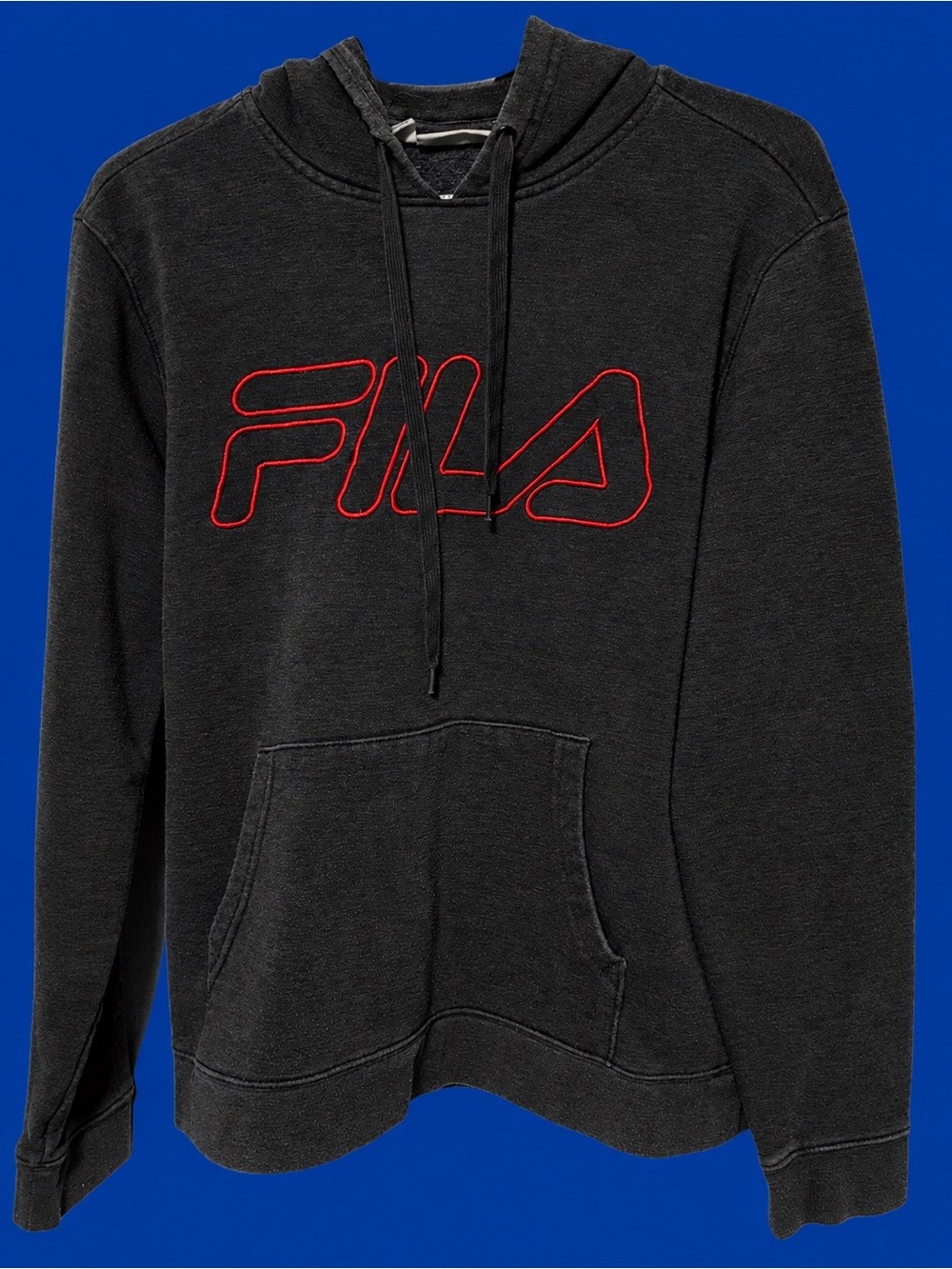 Fila Grey Pullover Hoodie with Red Outline Logo